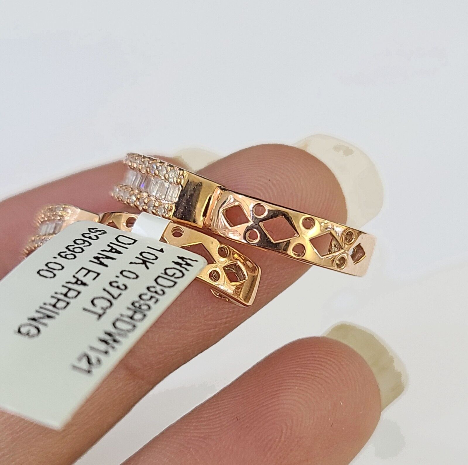 10k Rose gold Hoops Earring Real Diamond Women Genuine - GoldenlinQ